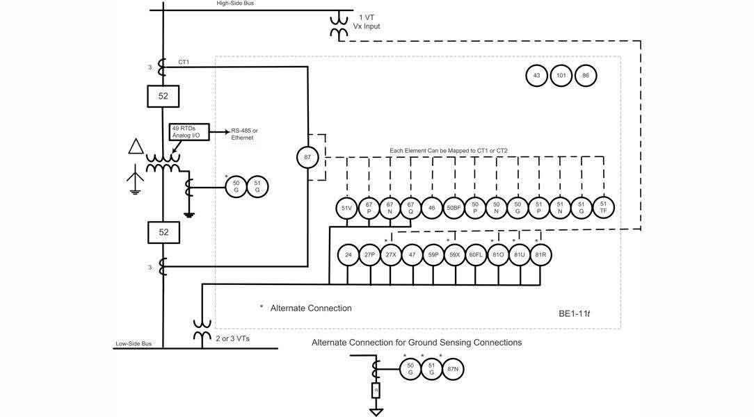 Typical BE1-11t transformer application